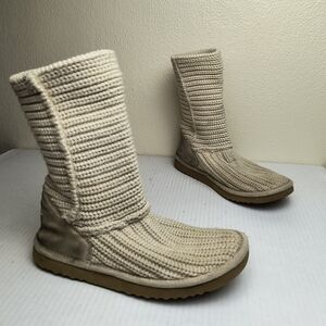 UGG Cream Knit Women's Indoor Winter Boots Classic Crochet